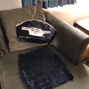 Guess designer handbag and A line skirt